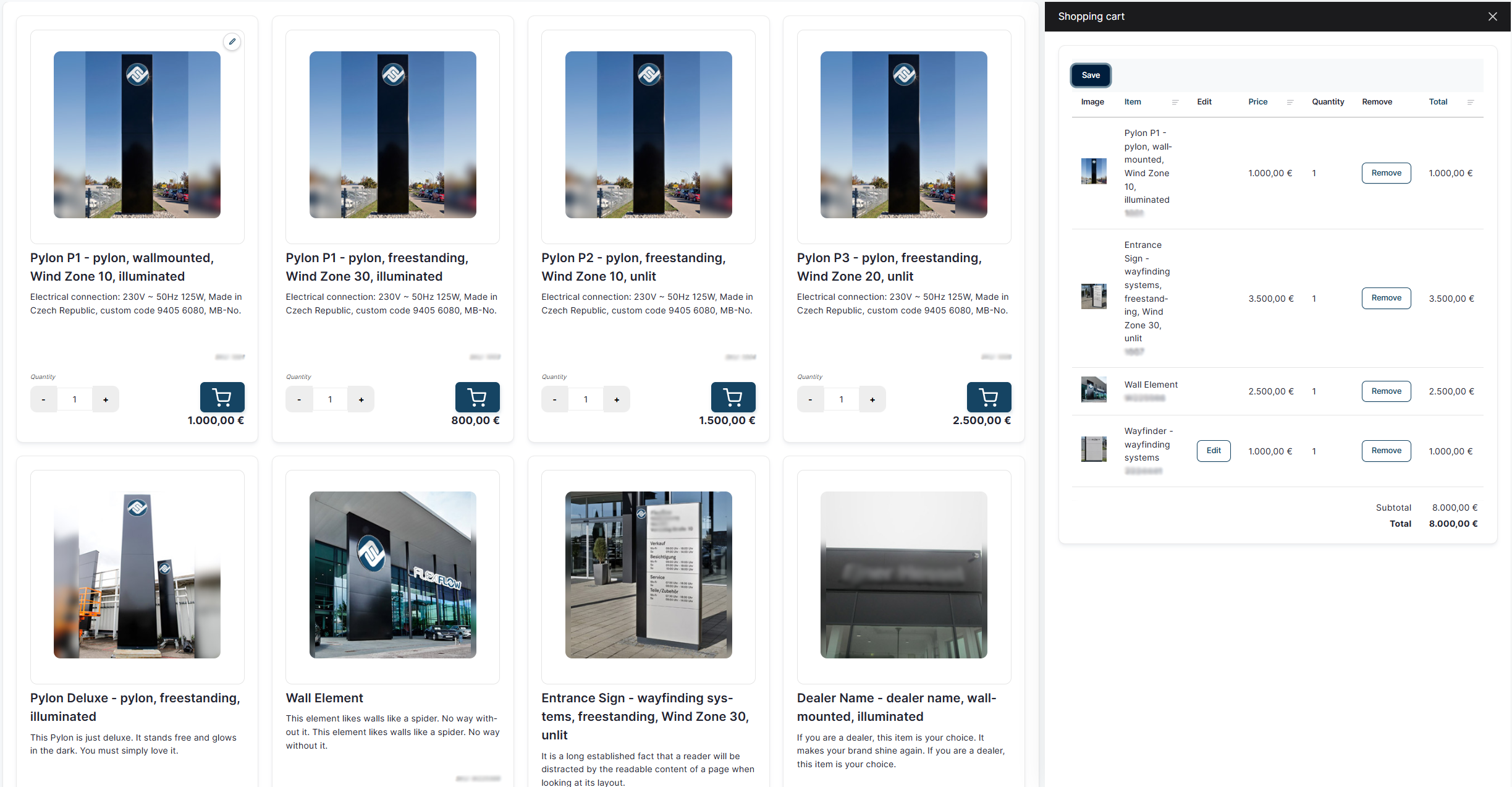 Projektbasierter Online-Shop direkt integriert in FlexiFlow